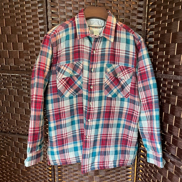 Trails End Vintage Plaid Blended Wool Quilted Button Up - Size Mens Large - Picture 1 of 7